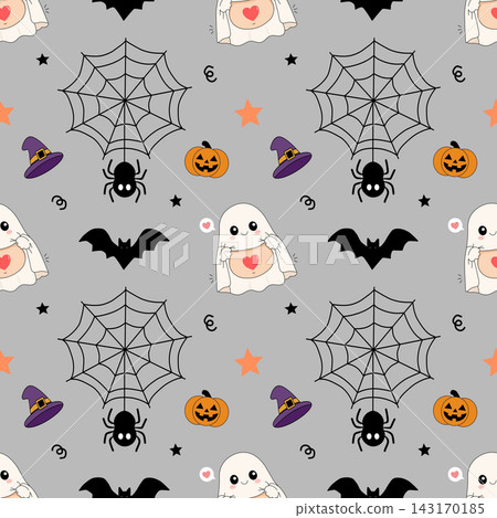 Halloween ghost and bat seamless pattern spooky holiday repeating tile texture element sticker print visual graphic clipart artwork design icon illustration Halloween ghost and bat seamless pattern spooky holiday repeating tile texture element sticker print visual graphic clipart artwork design icon illustration 143170185