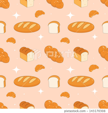 Fresh bakery bread and croissant seamless pattern food pastry repeating tile texture element sticker print visual graphic clipart artwork design icon illustration Fresh bakery bread and croissant seamless pattern food pastry repeating tile texture element sticker print visual graphic clipart artwork design icon illustration 143170308