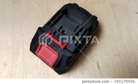 Top View of 21V Cordless Power Tool Lithium-Ion Battery Pack Top View of 21V Cordless Power Tool Lithium-Ion Battery Pack 143170456