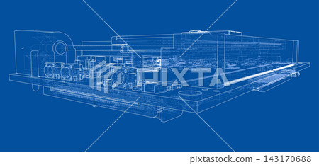 blueprint of industrial machinery. Vector blueprint of industrial machinery. Vector 143170688