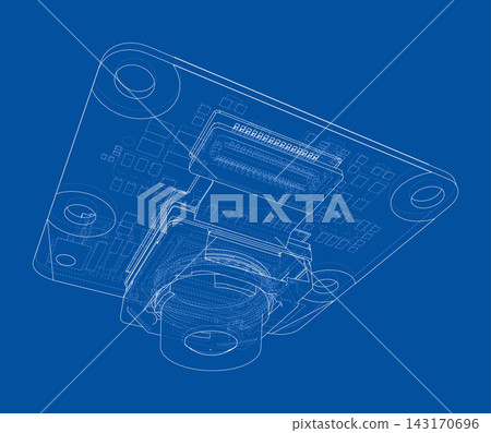 camera module blueprint illustration. Vector camera module blueprint illustration. Vector 143170696