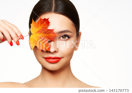 Autumn portrait of beautiful woman with clean fresh skin Autumn portrait of beautiful woman with clean fresh skin 143170773