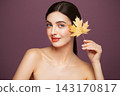 Autumn portrait of beautiful woman with clean fresh skin 143170817