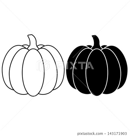 Minimalist Autumn Pumpkin Icon Pair with Solid and Outline Style Minimalist Autumn Pumpkin Icon Pair with Solid and Outline Style 143171903