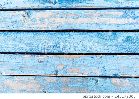 surface of blue painted wooden boardwalk 143172303