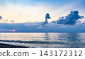 panoramic view of blue clouds with setting sun 143172312