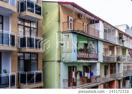 facades of apartment building on street in Batumi facades of apartment building on street in Batumi 143172318