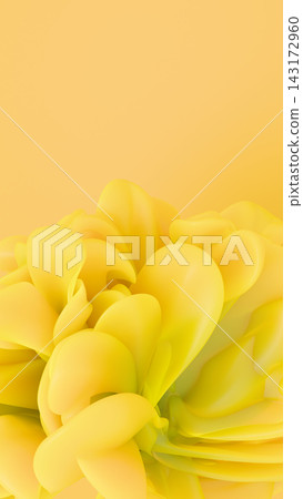 Vibrant yellow abstract flower background featuring smooth curved 3D petals. Vibrant yellow abstract flower background featuring smooth curved 3D petals. 143172960