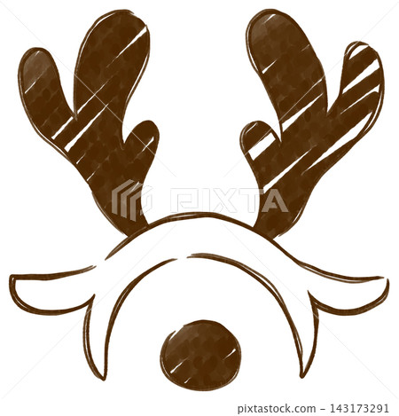 Christmas Reindeer Headband Hand-Drawn Line Art Illustration Material Christmas Reindeer Headband Hand-Drawn Line Art Illustration Material 143173291