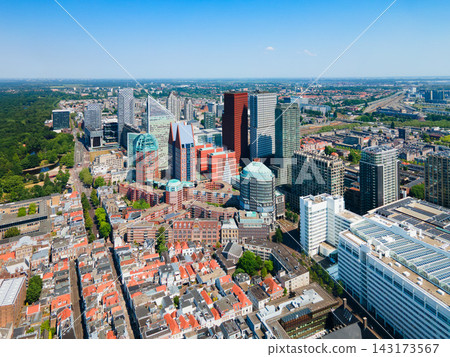 Aerial drone view above the Hague, Netherlands 143173567