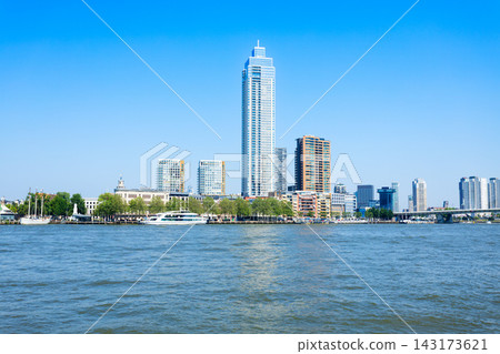 Panoramic view of the city skyline and skyscrapers in Rotterdam Panoramic view of the city skyline and skyscrapers in Rotterdam 143173621