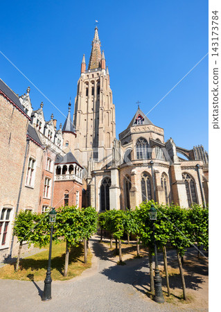 Church of Our Lady tower in Bruges city, Belgium Church of Our Lady tower in Bruges city, Belgium 143173784