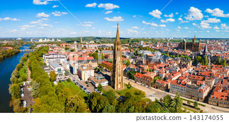 Aerial view Garnison Temple, Saint Etienne Cathedral in Metz, France 143174055