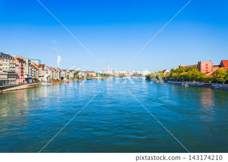 Traditional houses on Rhine river embankment in Basel, Switzerland Traditional houses on Rhine river embankment in Basel, Switzerland 143174210