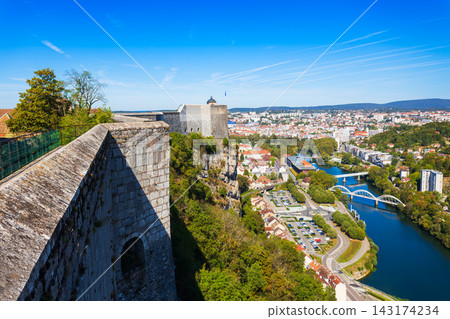 Fortification wall, Tour de la Reine watchtower at Besancon Citadel 143174234