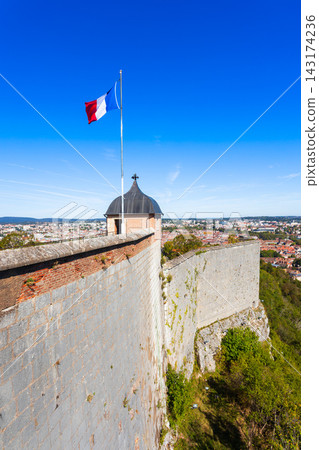 Fortification wall, Tour de la Reine watchtower at Besancon Citadel Fortification wall, Tour de la Reine watchtower at Besancon Citadel 143174236