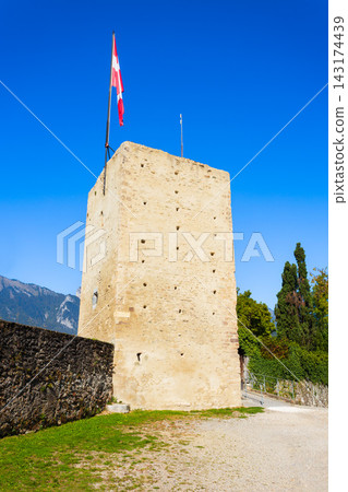 Tour sarrasine or Saracen tower inside Conflans at Albertville, France Tour sarrasine or Saracen tower inside Conflans at Albertville, France 143174439