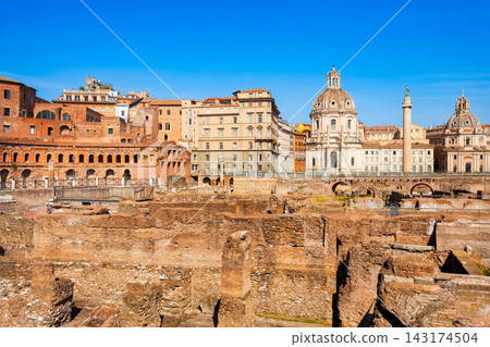 Ancient ruins of Trajan Forum and Trajan Market in Rome, Italy Ancient ruins of Trajan Forum and Trajan Market in Rome, Italy 143174504