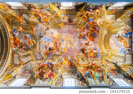 Ceiling fresco inside Sant Ignazio Loyola church in Rome, Italy. Ceiling fresco inside Sant Ignazio Loyola church in Rome, Italy. 143174533