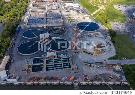 Wide angle view of a water treatment plant in Pennsylvania Wide angle view of a water treatment plant in Pennsylvania 143174649
