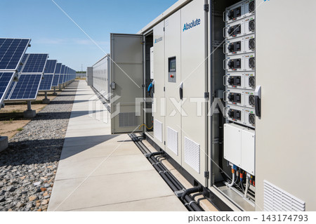 Industrial battery energy storage system unit at a large scale solar power generation facility Industrial battery energy storage system unit at a large scale solar power generation facility 143174793