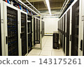 Modern server room with rows of network cabinets and high performance computing infrastructure 143175261