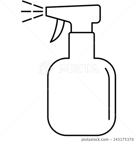 Line art icon illustration of active water spray bottle misting liquid isolated on transparent background. Graphic design element clip art for hair styling assets. Line art icon illustration of active water spray bottle misting liquid isolated on transparent background. Graphic design element clip art for hair styling assets. 143175378