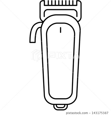Line art icon illustration of cordless electric hair clipper with hanging loop isolated on transparent background. Graphic design element clip art for barber haircutting. Line art icon illustration of cordless electric hair clipper with hanging loop isolated on transparent background. Graphic design element clip art for barber haircutting. 143175387