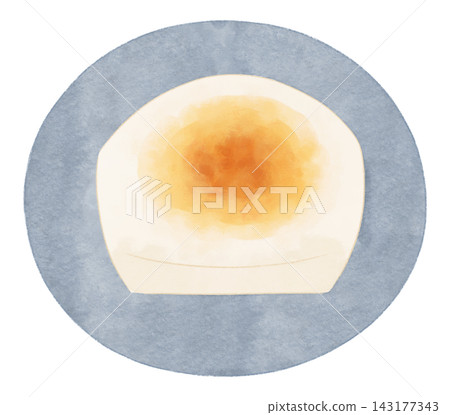 Watercolor-style illustration of grilled mochi on a plate Watercolor-style illustration of grilled mochi on a plate 143177343