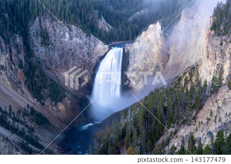 A stunning sunrise view of Lower Yellowstone River Falls. A stunning sunrise view of Lower Yellowstone River Falls. 143177479