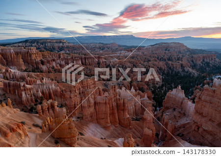 Stunning sunrise views of red rocks and hoodoos at Bryce Canyon National Park. Stunning sunrise views of red rocks and hoodoos at Bryce Canyon National Park. 143178330