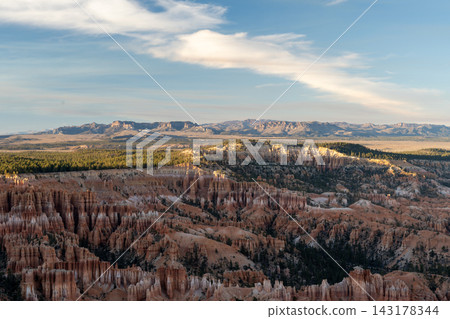 Scenic views of red rock and hoodoos at Bryce Canyon National Park in Utah. Scenic views of red rock and hoodoos at Bryce Canyon National Park in Utah. 143178344
