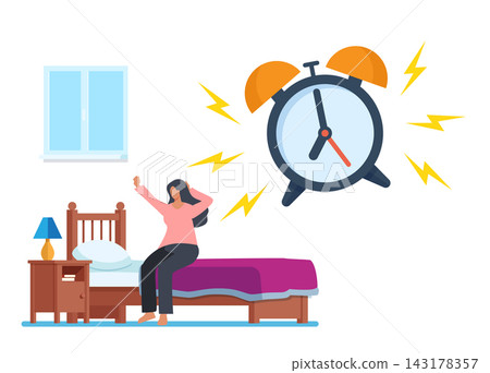 Wake up morning and alarm clock ringing stock illustration Wake up morning and alarm clock ringing stock illustration 143178357