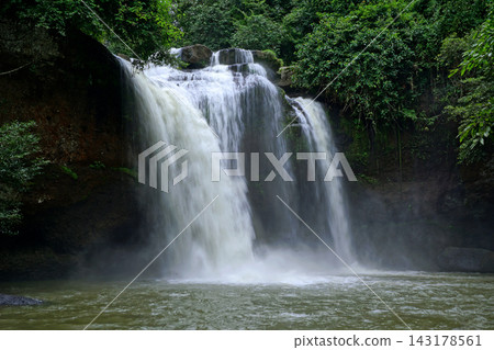 waterfall in green forest waterfall in green forest 143178561