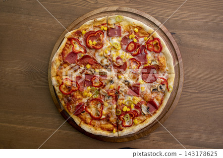 Delicious Mixed Pizza with Assorted Toppings. Delicious Mixed Pizza with Assorted Toppings. 143178625