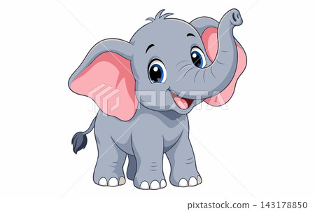 Cute Baby Elephant Vector Illustration 143178850