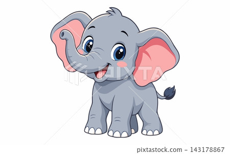 Cute Happy Baby Elephant Cartoon Vector Illustration Cute Happy Baby Elephant Cartoon Vector Illustration 143178867
