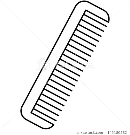 Line art icon illustration of fine tooth barber comb isolated on transparent background. Graphic design element clip art for hairdressing styling tools. 143180282