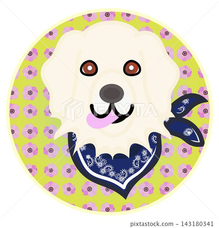 Golden Retriever face illustration with a circular background 143180341