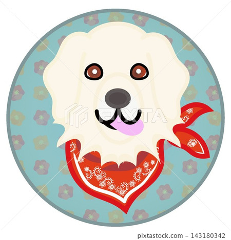 Golden Retriever face illustration with a circular background Golden Retriever face illustration with a circular background 143180342