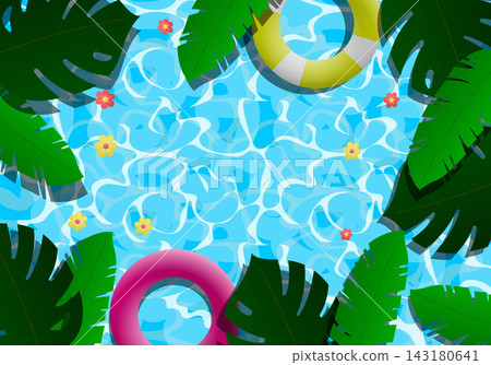 Gradient summer background with pool an leaves. Vector Illustration. Gradient summer background with pool an leaves. Vector Illustration. 143180641