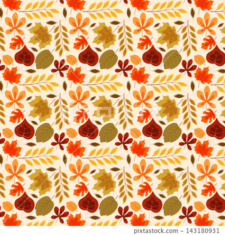 Hand drawn autumn leaves background. Vector. Hand drawn autumn leaves background. Vector. 143180931