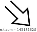 A simple arrow pointing downwards to the right. 143181628