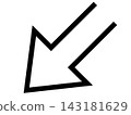 A simple arrow pointing downwards to the left. 143181629