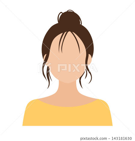Vector illustration of the upper body of a woman with a bun hairstyle (faceless). Vector illustration of the upper body of a woman with a bun hairstyle (faceless). 143181630