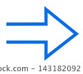 A simple blue arrow pointing to the right. 143182092