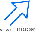 A simple blue arrow pointing upwards to the right. 143182095