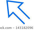 A simple blue arrow pointing upwards to the left. 143182096