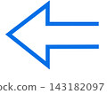 A simple blue arrow pointing to the left. 143182097