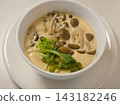 Mushroom chawanmushi (steamed egg custard), home cooking, wife's cooking, home-style cooking, our family's taste, lovingly prepared meal, dinner, supper, family dinner table 143182246
